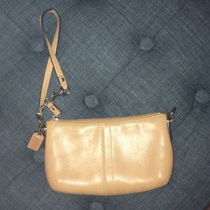 Coach tan leather wristlet